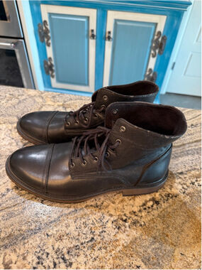 Men's Lugz Black & Brown Leather Boots Size 12